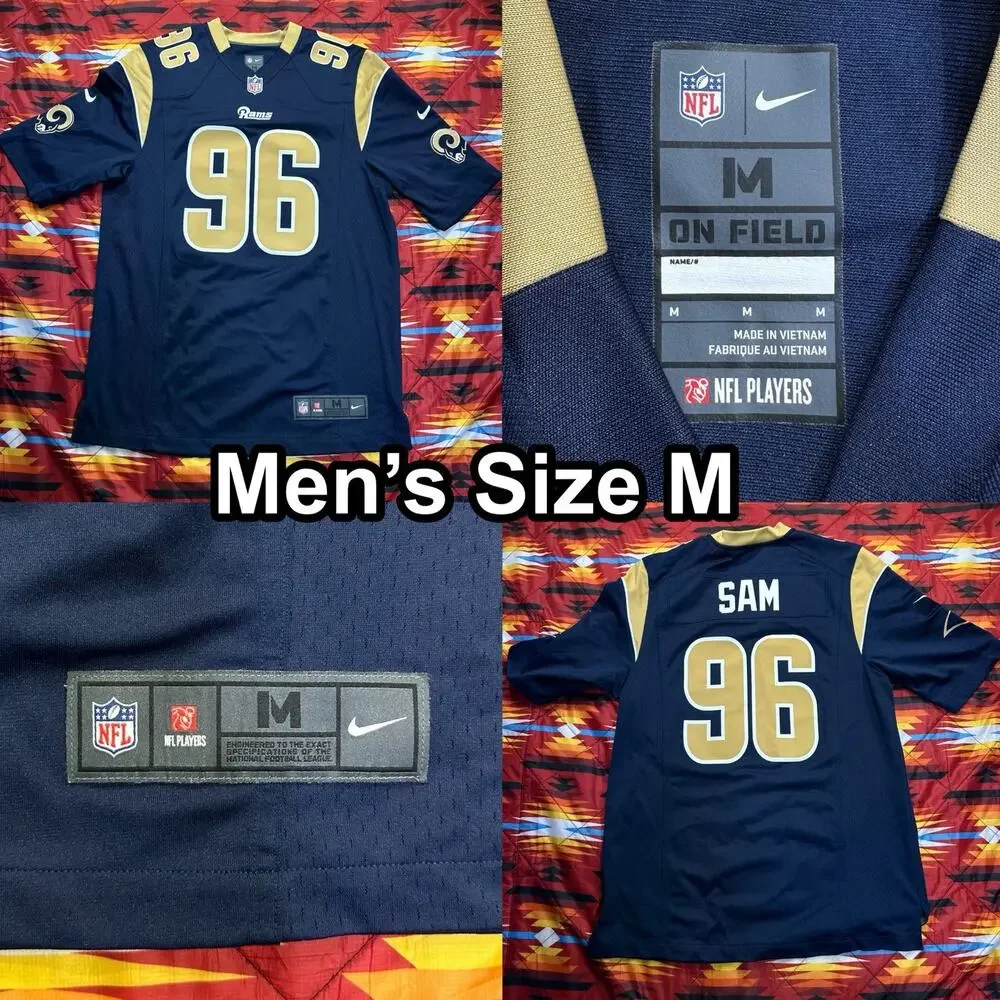 Michael Sam St. Louis LA Rams #96 Nike NFL On Field Blue Jersey Men’s Sz Medium